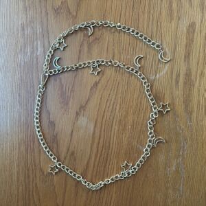 Gold Chain Belt Moon Star Charms Adjustable Waist Chain Accessory